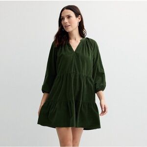 Sonoma Corduroy Tiered Babydoll Mini Dress XL Juniper Pine NWT
